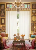 2 Beige Sari Curtains – Handmade Tab Top Drapes for Windows, 108