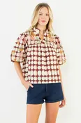 Puff Sleeve Embroidery Top