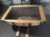 Glass Top Wine Barrel Coffee Table with Wine Racks