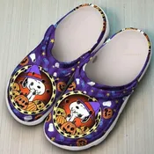 Snoopy Halloween Crocs | Peanuts Witch Hat &amp; Pumpkins Purple Shoes