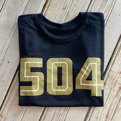 504 Crop Top-black & gold/white