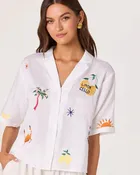 ASTR The Label Vesa Embroidered Button Up Top