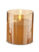 4" Glass Flameless Ivory Pillar Candle