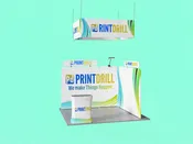10x10 L-Shape Booth with Ceiling Display - Corner Command Booth Kit
