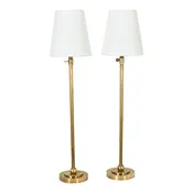Adjustable Height Brass and Linen Cordless Lamp