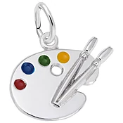 Artist Palette Charm in Sterling Silver