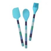 Blue Ocean Stripe Silicone Utensil Set