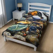 Beach Stones and Sea Shells Velveteen Plush Blanket