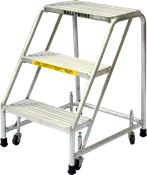 Aluminum Ladder, 2 Step, No Rails, 20" Wide Base, 10" Deep Top Step, Ribbed Tread, Setup