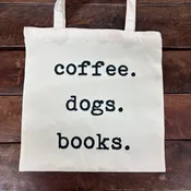 Coffee. Dogs. Books. Canvas Tote - Mugsby
