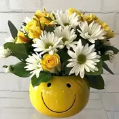 Happy Face Bowl of Assorted flowers