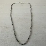 Black Rutilated Quartz Gemstone Crystal Sterling Silver Necklace / Bracelet - 18"