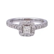 Neil Lane 14K White Gold Cluster .79 Total Weight Round Diamond Engagement Ring