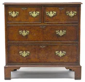 A Fine George II Burled Walnut Chest