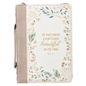 Bible Cover Fashion Cream Everything Beautiful Ecc 3:11 L