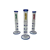 11" Epic Straight Shooter Three Honeycomb Percolators Glass Water Pipe - Mint Tobacco &amp; Vape