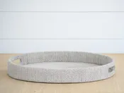 abaca white sand round tray, large