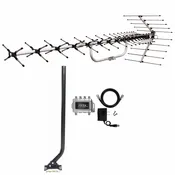 Bundle - Antennas Direct Goliath HD TV Antenna, 40-inch Mast, ClearStream JUICE4 Distribution Amplifier with 4-Outputs