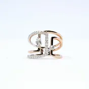 14k White and Rose Gold Natural Diamond Layered Ring