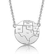 14k White Gold Circle Map Necklace