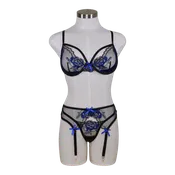1038 Embroidered Metallic Peony Lace Set