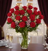 2 Dozen Red Rose Vase
