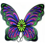 20" Costume Glittered Nylon Wings w Jewels Black/Multi