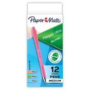 Paper Mate Flexgrip Ultra Recycled Ballpoint Pen Retractable Medium 1 Mm Black Ink Assorted Barrels Dozen