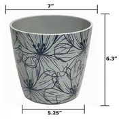 7" Indigo Flower Round Self-Watering Bamboo Pot