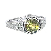 Alexandrite Natural Genuine Gemstone Diamond 14KT White Gold Lady's Ring RFK,630