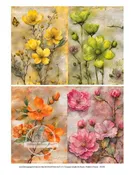 A4 Blooming Parchment Flowers Decoupage Rice Paper DC370 - Floral Craft Supplies for Spring Summer Projects