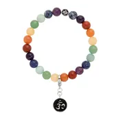7 CHAKRAS Gemstone Mix Unisex Stretch Bracelet with Detachable Om Charm