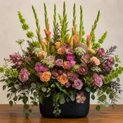 Majesty: Sunset Garden Arrangement in Black Vase