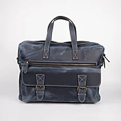 Crazy Horse Leather Briefcase - Dark Blue