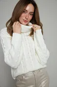 Alaina Cable Knit Turtleneck - Sea Salt