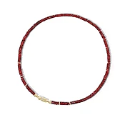 GARNET NECKLACE WITH PAVÉ DIAMOND CAPSULE CLASP IN 18K YELLOW GOLD