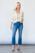 Ariadne Mixed Stitch Cardi in Ecru/Natural Multi