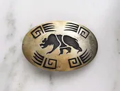 Estate Vintage Hopi Overlay Bear Sterling Silver Belt Buckle Handmade ETC3658