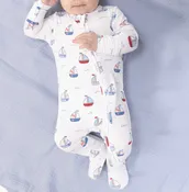 Bubbly Sailboats - 2 Way Zipper Footie