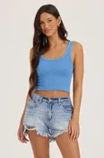 Lake Blue Seamless Crinkle Tank