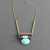 Turquoise glass and ammonite Artdeco necklace 618