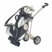 7.25" Silver and Black Golf Bag Pen Set and Holder Desk Organizer Accessory