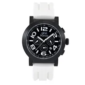 Gino Franco Mens Silicone Rubber White Sport Watch with Chronograph Stopwatch