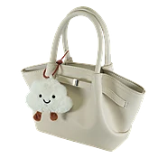 Ivory and Black Purse with White or Blue Cloud Keychain