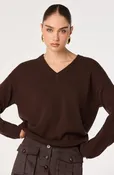 Brown V-Neck Bowie Sweater