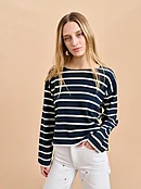 Long Sleeve Breton Tee in Striped Blue \u0026 Orange