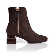 Arina Dress Ankle Bootie with a Block Heel in Café