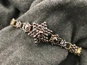 Vintage Art Deco Bohemian gold over 900 silver and rose cut garnet bracelet