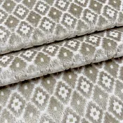 Beige Cream Diamond Pattern Cut Velvet Upholstery Fabric
