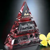 Accolade Red Ruby Pyramid Optical Crystal